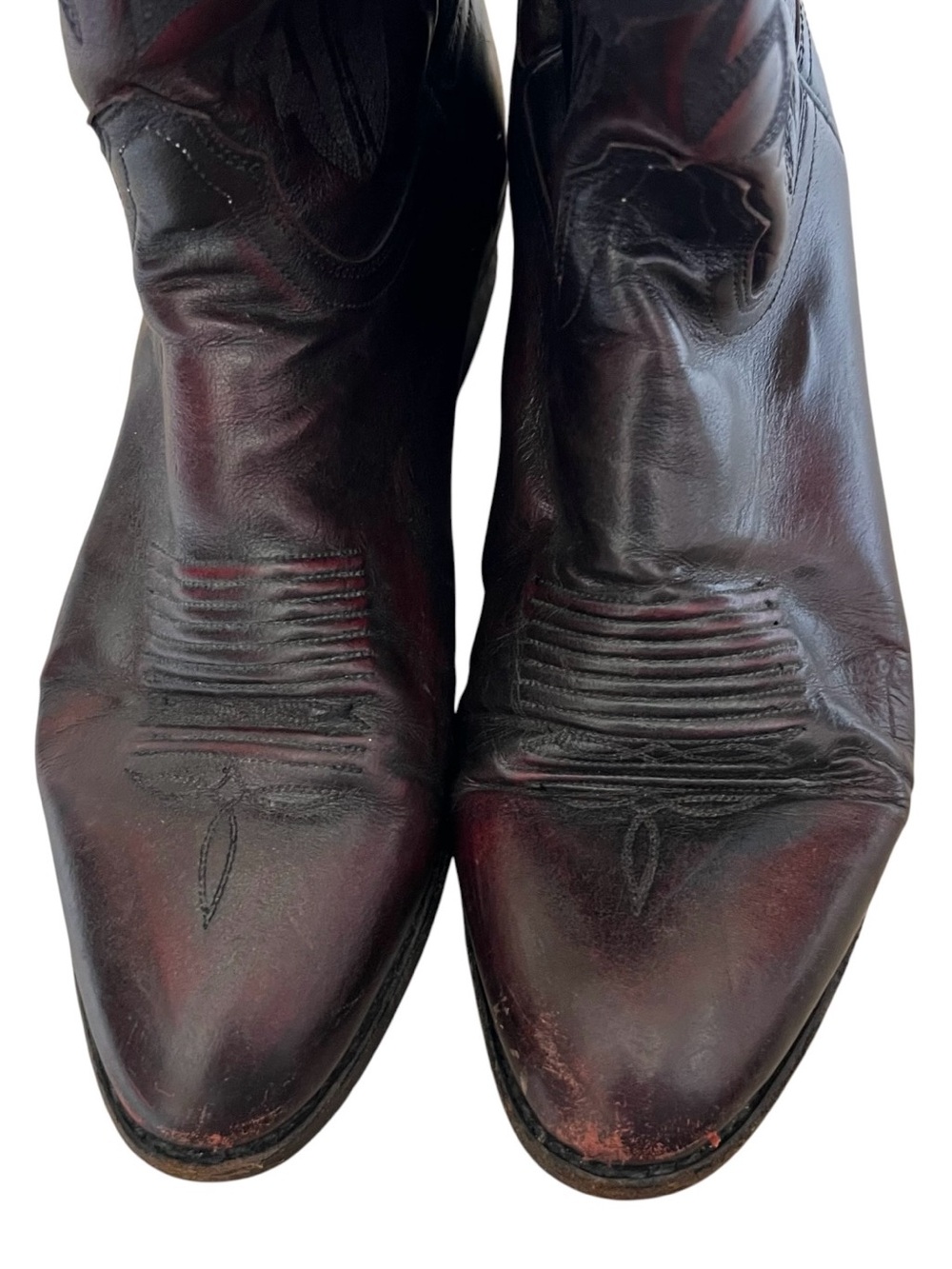 Lucchese 2000 Mens T3012R4 Kangaroo Black Cherry Red Leather Cowboy Boots - Picture 15 of 16